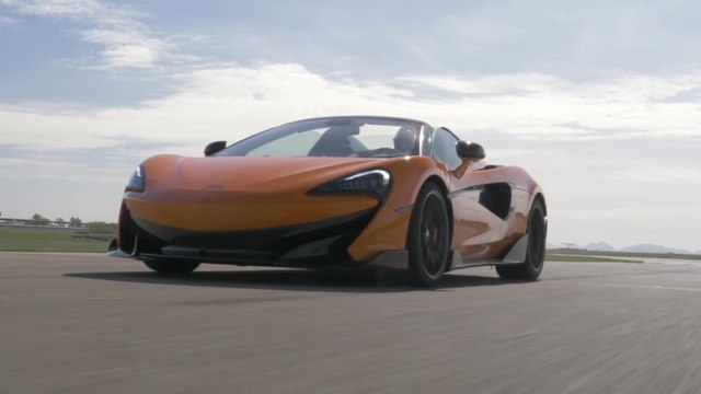 McLaren 600LT Spider in Myan Orange on the track