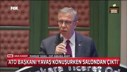 Yavaş konuşurken ATO Başkanı salondan ayrıldı