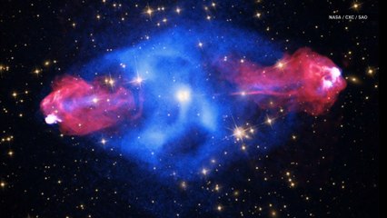 Jet from Supermassive Black Hole Seen Ricocheting in Space