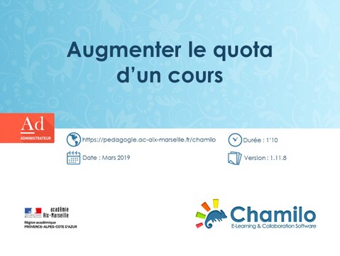 Chamilo - Augmenter le quota d'un cours