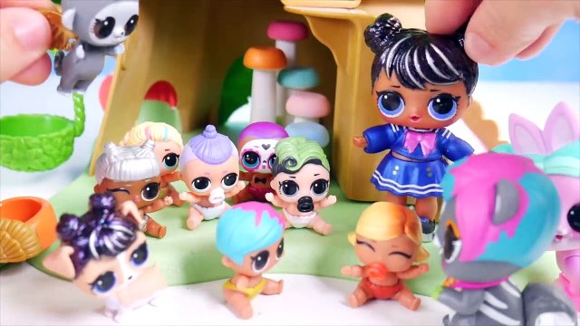 LOL Surprise Dolls Mix Custom Strollers with Lil Sister Fuzzy Pets | Toy Egg Videos