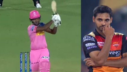 Download Video: IPL 2019 RR vs SRH: Sanju Samson destroys Bhuvneshwar kumar's bowling | वनइंडिया हिंदी