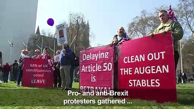 Protesters gather outside UK Parliament for withdrawal vote