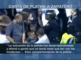 Platini manda una carta a Zapatero sobre los incidentes en el Vicente Calderón