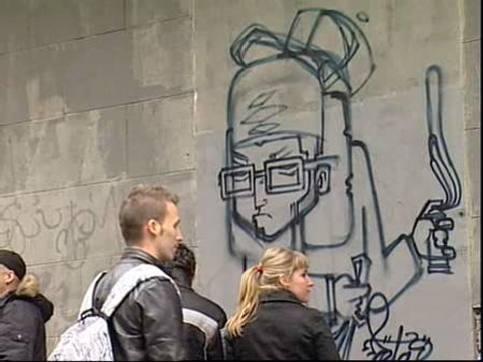 Arte efímero en un edificio del centro de Madrid