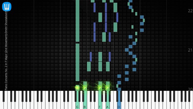 [Piano Solo]Piano Concerto No. 2 in F Major (2nd Movement)-Synthesia Piano Tutorial