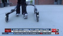 Student with cerebral palsy learns how to walk