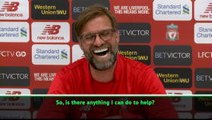 Klopp cracks up as reporter asks if she can help Liverpool beat Spurs