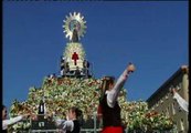 Zaragozanos y turistas cubren de flores el manto de la Virgen del Pilar