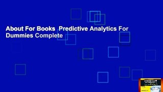 About For Books  Predictive Analytics For Dummies Complete