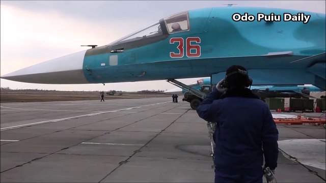Night Refueling Of Russian Sukhoi Su-34 Bombers In The Southern Military District