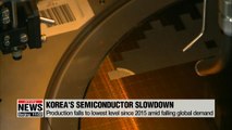 S. Korea's semiconductor production rate falls to lowest since 2015