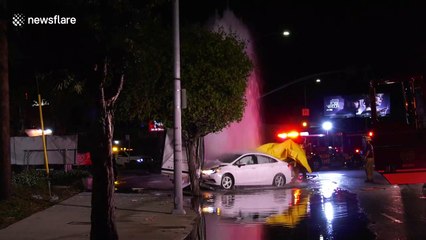 Los Angeles diver crashes into fire hydrant
