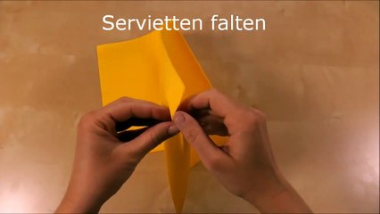 Servietten falten einfach: Fächer / Blatt als Tischdeko für Frühling selber machen - Osterdeko
