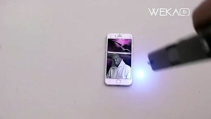 shooting iPhone 6 with laser gun