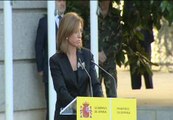 Carme Chacón muy emocionada en el traspaso de la cartera de Defensa