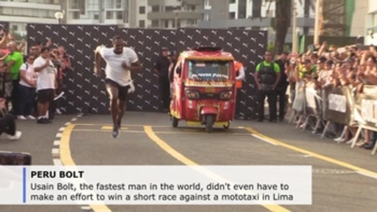 Usain Bolt easily wins race against mototaxi in Lima