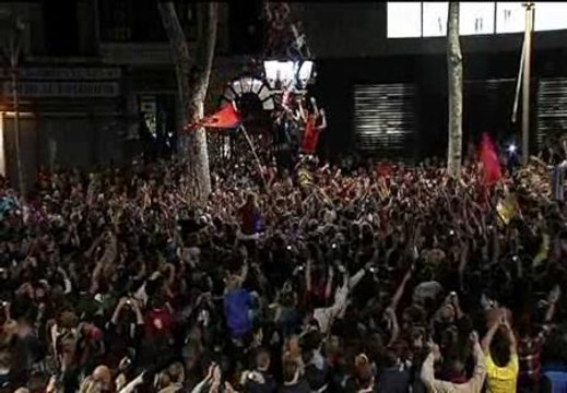 Locura culé en Canaletas