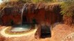 Dig the cliff to build the most secret underground house and natural swimming pool