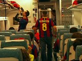 Aficionados 'Culés' en tren hasta Mestalla