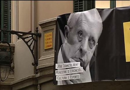 Pancarta en Via Laietana 'agradeciendo' sus palabras a Wert