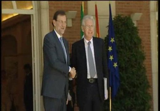 Rajoy recibe a Monti en La Moncloa