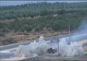 Imágenes del ataque de los rebeldes a un convoy del Ejército sirio