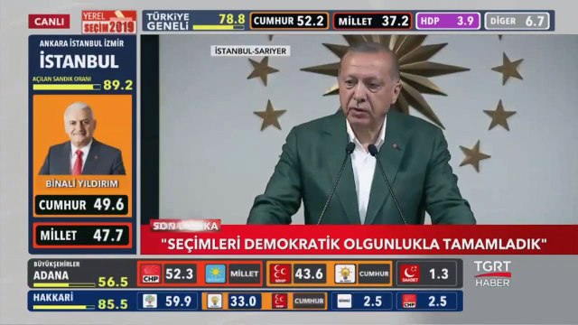 Cumhurbaşkanı Recep Tayyip Erdoğan İttifaklar bazında da birinci olduk