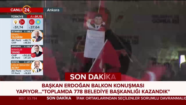 Cumhurbaşkanı Recep Tayyip Erdoğan, Ankara'da balkon konuşması yapıyor