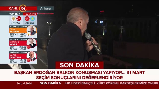 Cumhurbaşkanı Recep Tayyip Erdoğan, Ankara'da balkon konuşması yapıyor