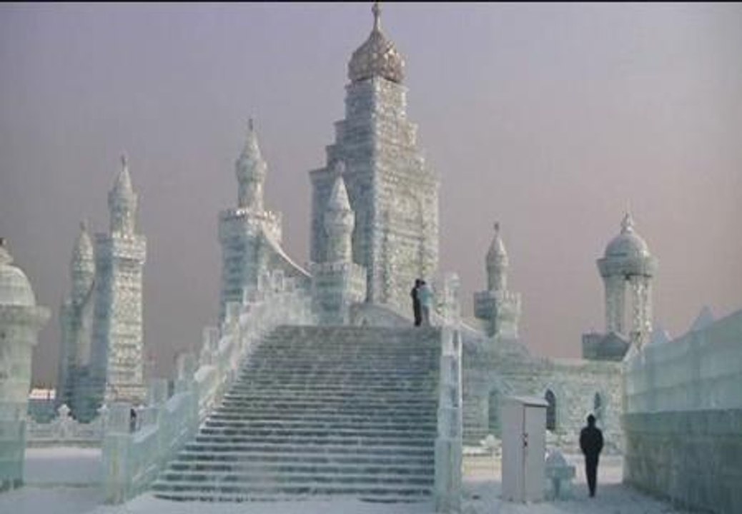 Todo listo para el festival de esculturas de hielo y nieve de Harbin