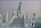 Todo listo para el festival de esculturas de hielo y nieve de Harbin