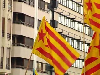 Simbología catalanista en la manifestación del 9 de octubre en Valencia