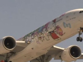 El avión Hello Kitty surca el cielo