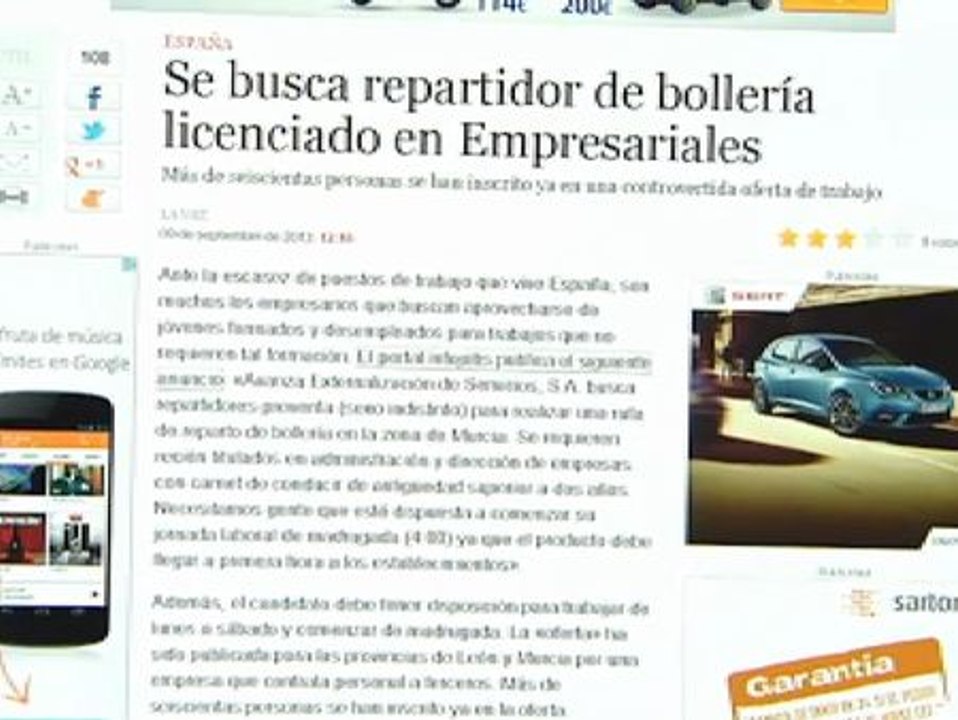 Se busca repartidor de bollería licenciado en empresariales