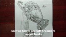 Drawing Gareth Bale with Champions League Trophy