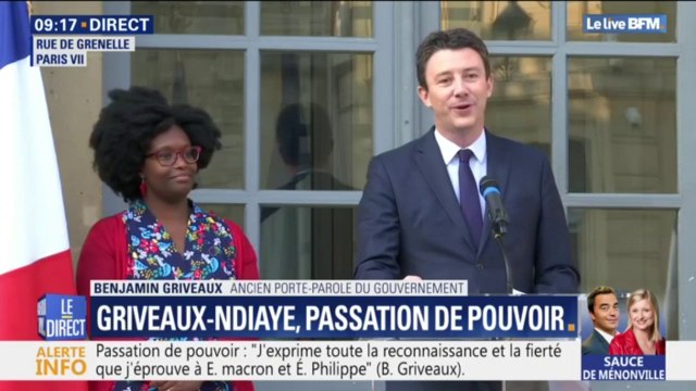 Passation de pouvoir: Benjamin Griveaux exprime toute sa reconnaissance et sa fierté à Emmanuel Macron et Édouard Philippe
