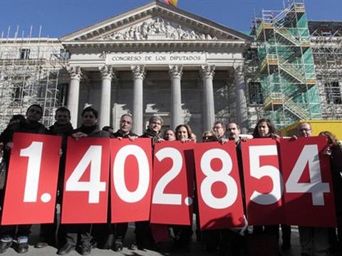 Manifestación ante el Congreso de la Plataforma de Afectados por la Hipoteca