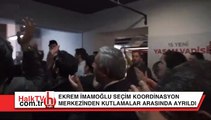 İstanbul'un yeni başkanı İmamoğlu seçim koordinasyon merkezinden kutlamalar arasında ayrıldı