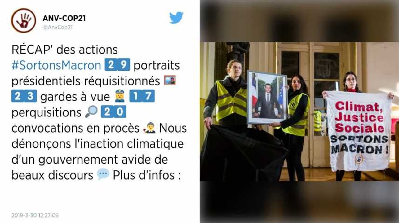 Près d’Angers. Ils décrochent un portrait de Macron, un militant de la Justice climatique arrêté