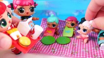 LOL Surprise Dolls Visit Barbie Dog Pool, Eat McDonalds Happy Meal with Chicken Pox Drive Thru Toy