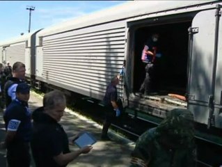 Tres forenses internacionales acceden al tren con los 251 cuerpos del vuelo de Malaysia Airlines en Torez (Ucrania)