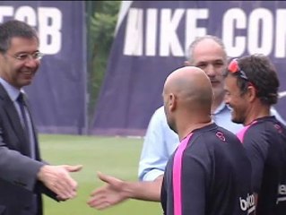 Bartomeu visita el entrenamiento del Barcelona