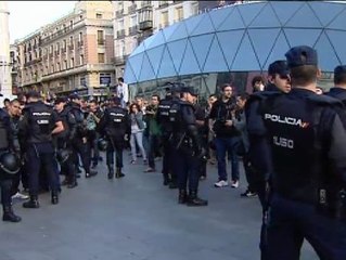 Gran despliegue policial en Madrid para controlar una manifestación okupa