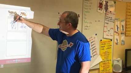 Pog, auteur-illustrateur, et des CE1 de Bouron-Massé