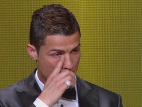 Un emocionado Cristiano Ronaldo, Balón de Oro 2013