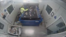 Una bengala estalla entre las manos de un empleado en una planta de reciclaje