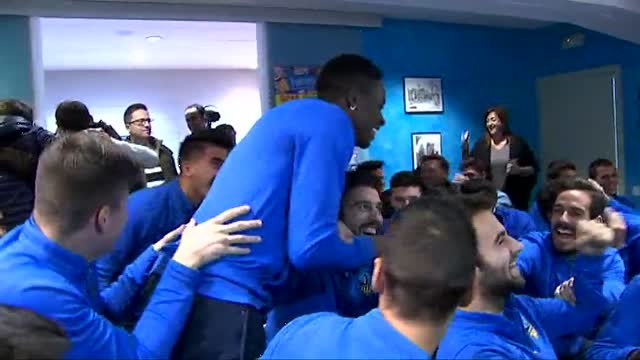 Alegría entre los jugadores del Lleida al conocer a su rival en la Copa del Rey