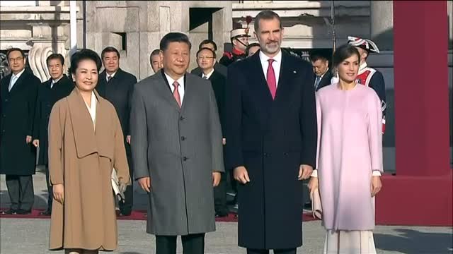 El presidente chino, recibido en Madrid con todos los honores