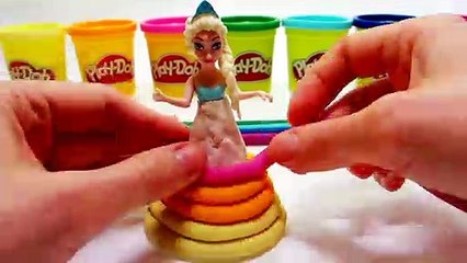 Play Doh Dress Up Disney Princess Elsa Frozen with RAINBOW Colors for children & Kids Videos
